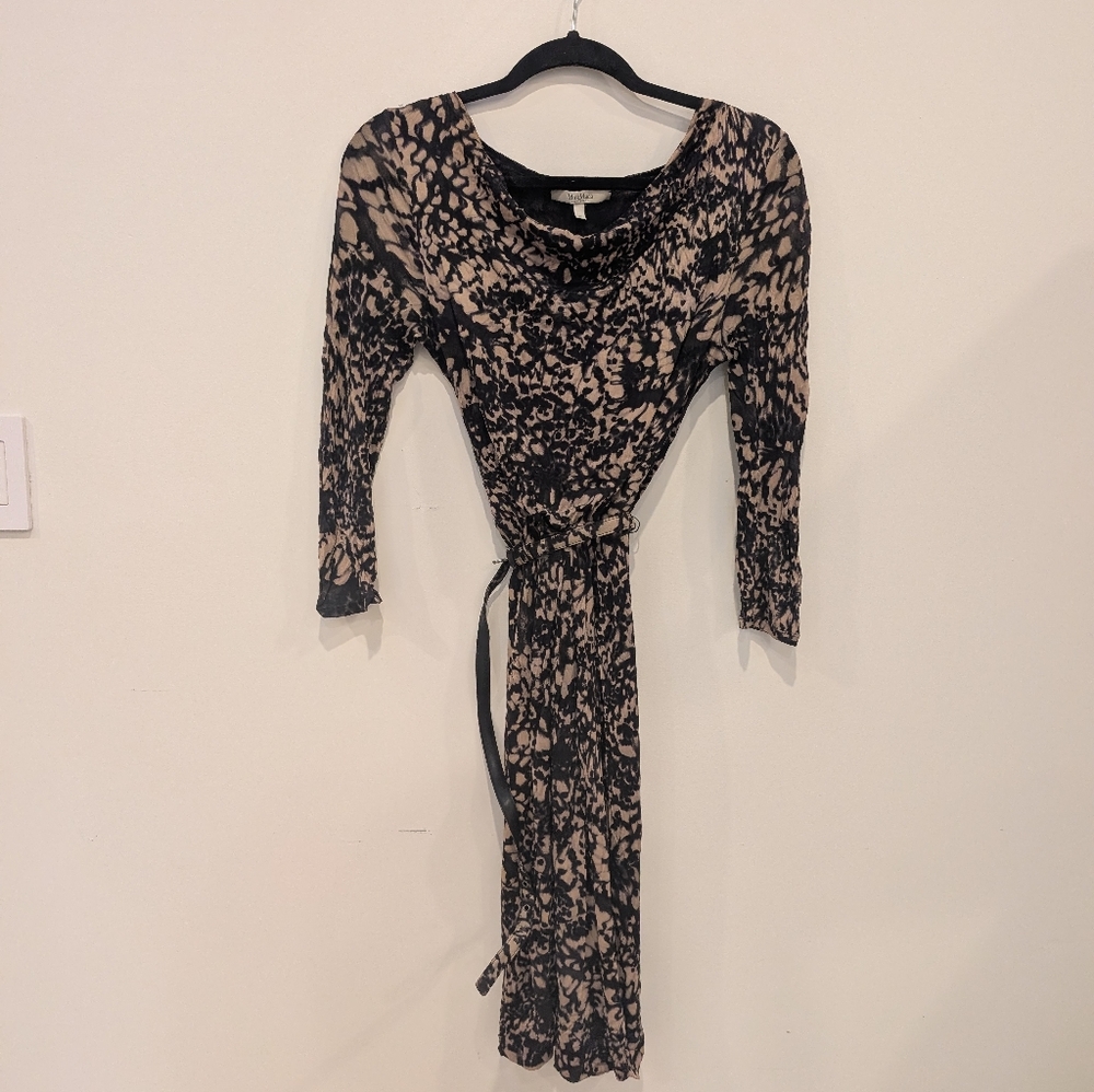 MaxMara Black and Tan Long Sleeve Dress